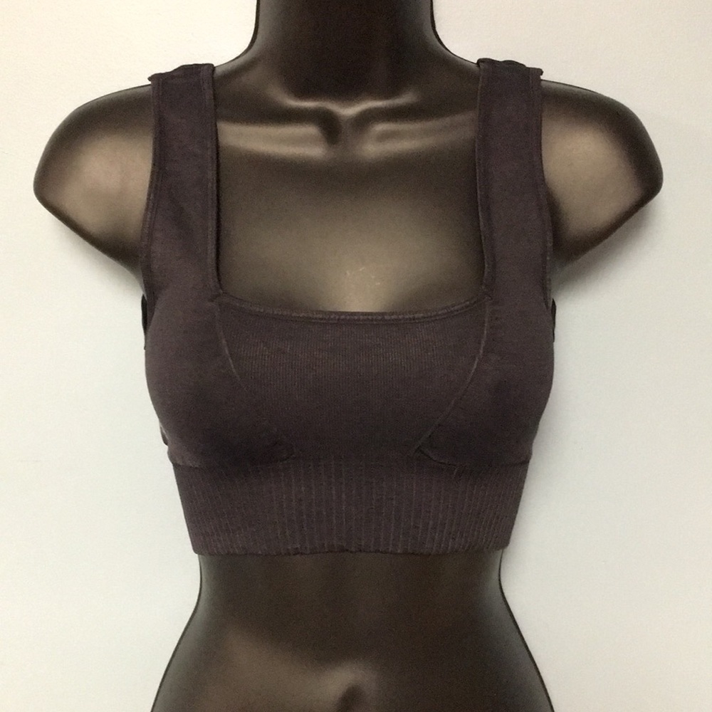 Free People Dark Charcoal Ribbed Crop Tank